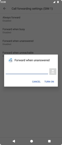 Key in +447953222222 and press TURN ON.