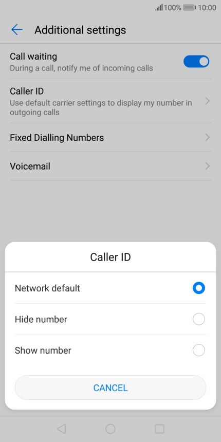 Press Show number to turn on caller identification.