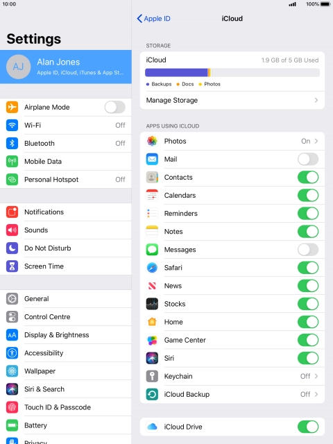 Press the indicator next to 