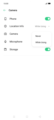 Press the required setting.