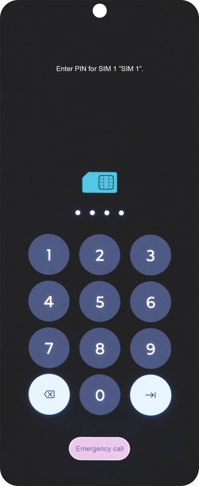 If your SIM is locked, key in your PIN and press arrow right. The default PIN is 1111.
