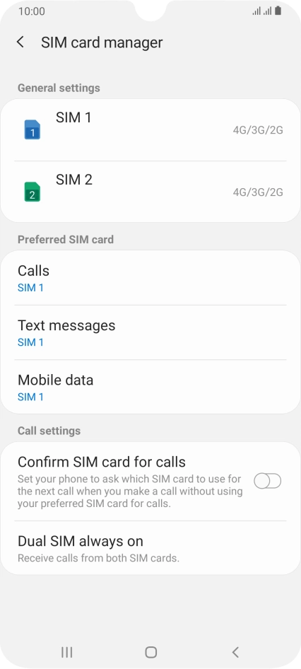 Press the required SIM.