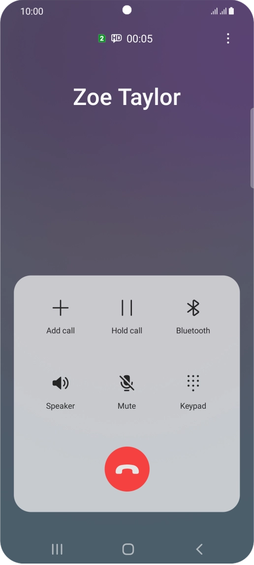 Press the end call icon.
