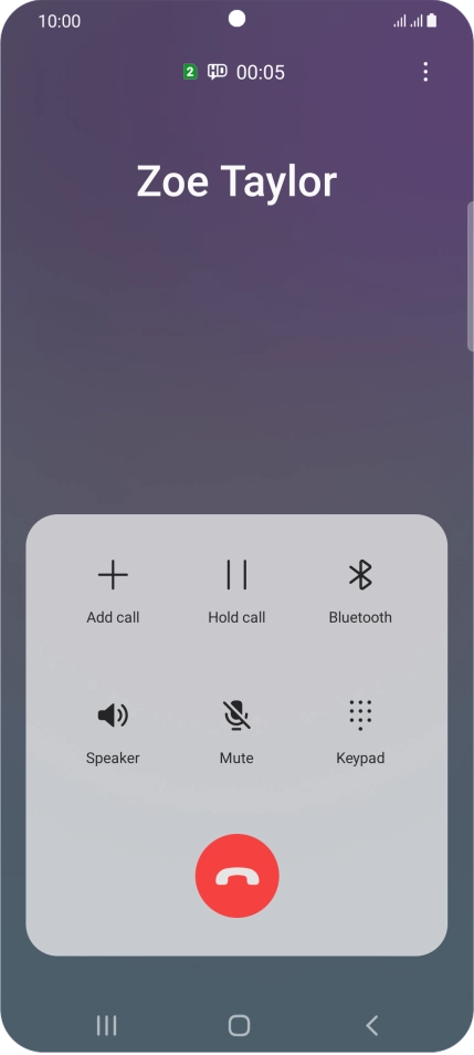 Press the end call icon.