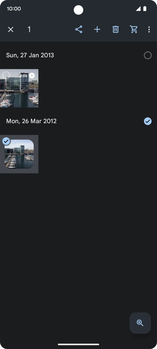 Press the required pictures or video clips to add them.