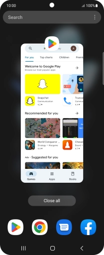 To end one running application, slide your finger upwards on the required application.