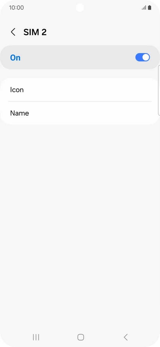 Press the indicator to turn use of the SIM on or off.