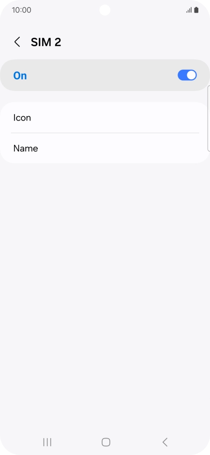Press the indicator to turn use of the SIM on or off.