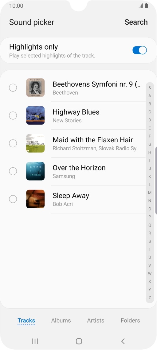 Press the required ring tones to hear them.