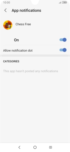 Press the indicator below “App notifications” next to the required apps to turn the function on or off.