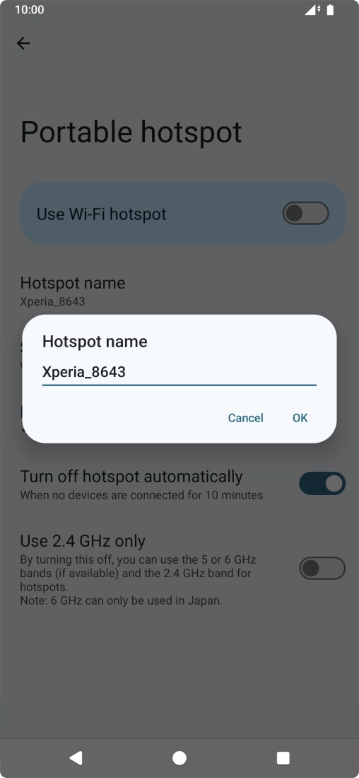 Key in the required Wi-Fi hotspot name and press OK.