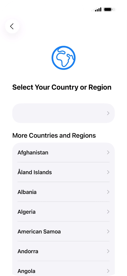 Press the required country or area.