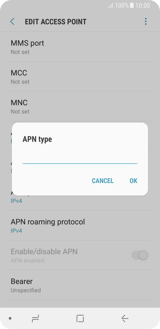 Key in default and press OK.