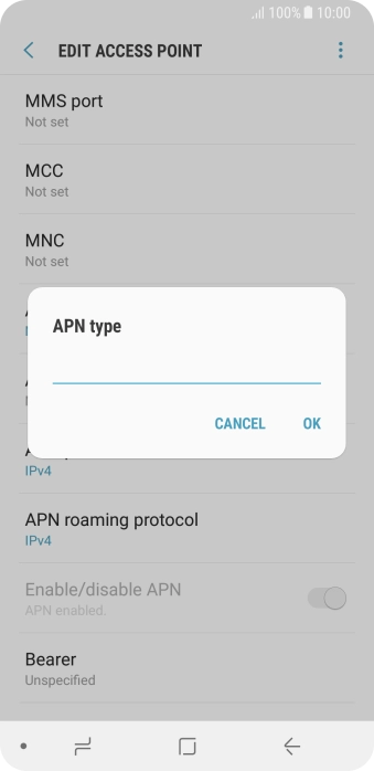 Key in default and press OK.
