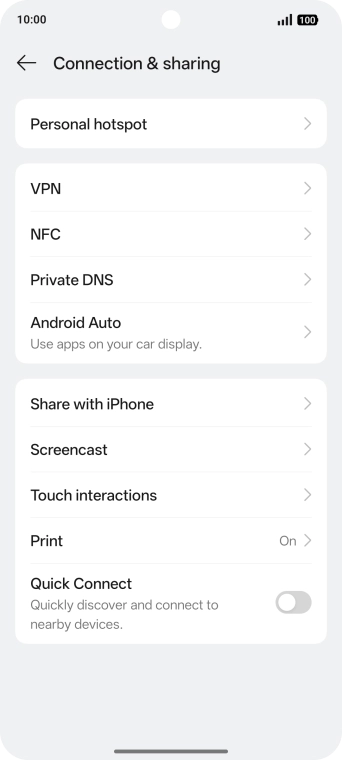 Press Personal hotspot.