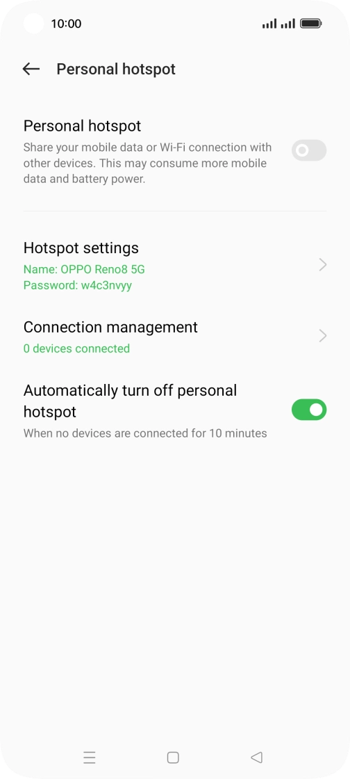 Press Hotspot settings.