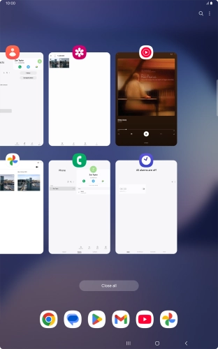 To end one running application, slide your finger upwards on the required application.