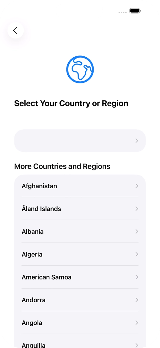 Press the required country or area.