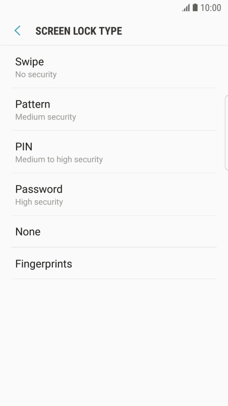 Press None and follow the instructions on the screen to turn off use of phone lock code.