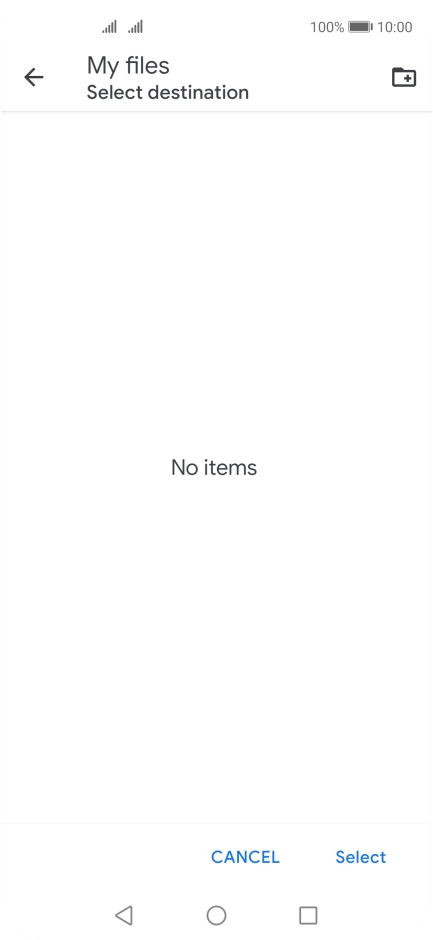 To create a new folder, press the new folder icon and follow the instructions on the screen to create a new folder.