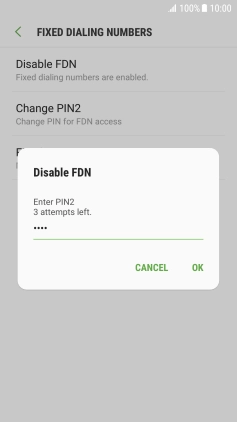 Key in your PIN2 and press OK. The default PIN2 is 0000.