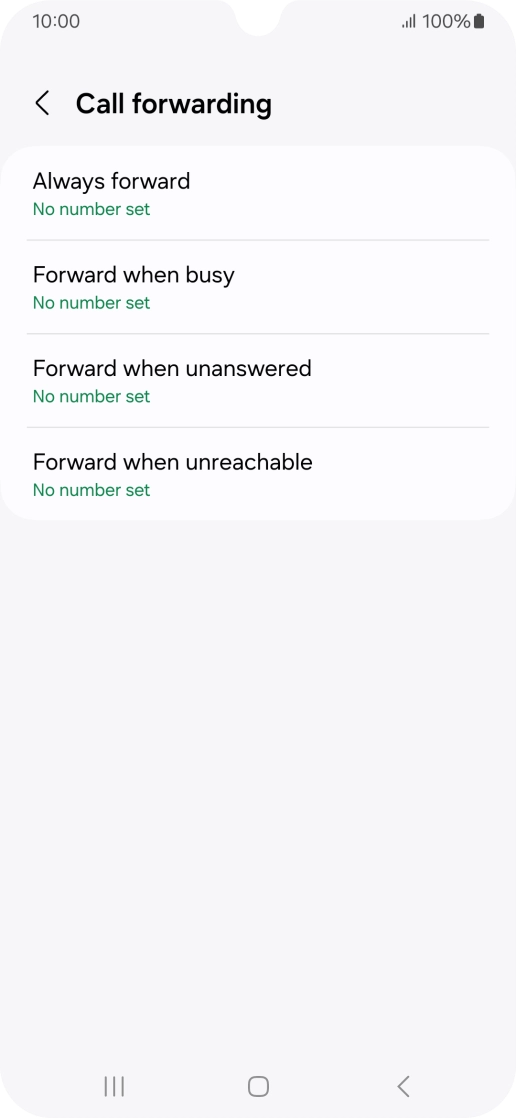 Press the required divert type.