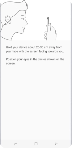 Follow the instructions on the screen to create the phone lock code using iris scanning.