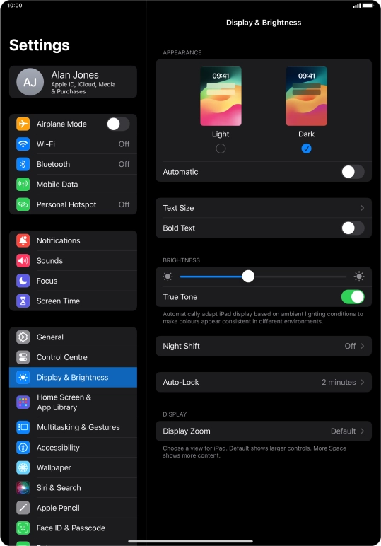 Press the indicator next to 