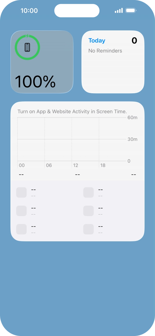 Slide your finger up or down on the screen to see more widgets.