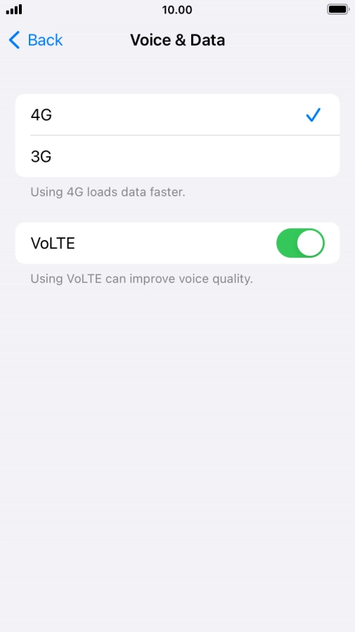 To turn on use of 4G primarily, press 4G.