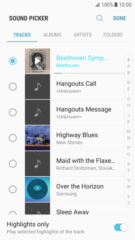Once you've found a ring tone you like, press DONE.