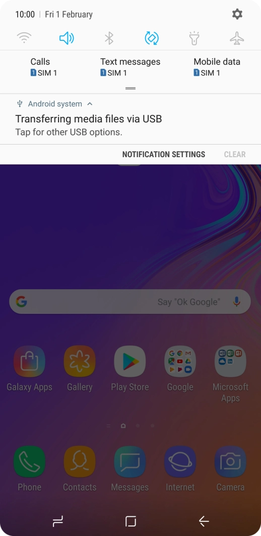 Press Tap for other USB options..