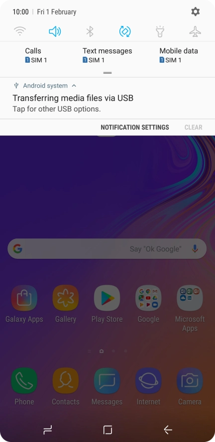 Press Tap for other USB options..