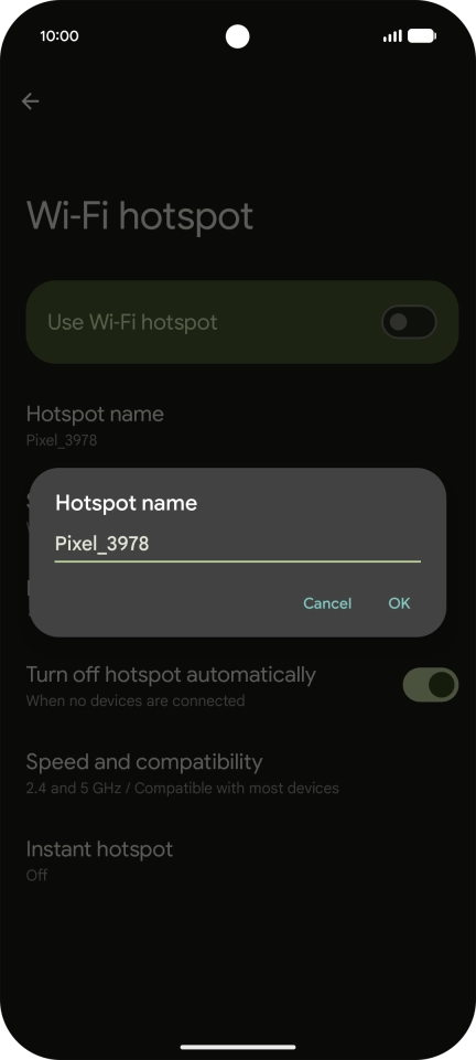 Key in the required Wi-Fi hotspot name and press OK.