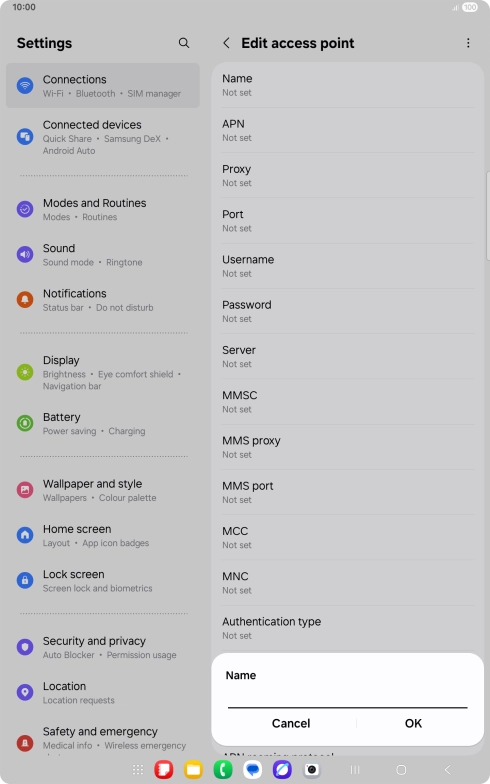 Key in EE Internet and press OK.