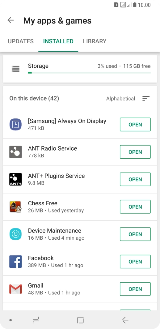 Press the required app.