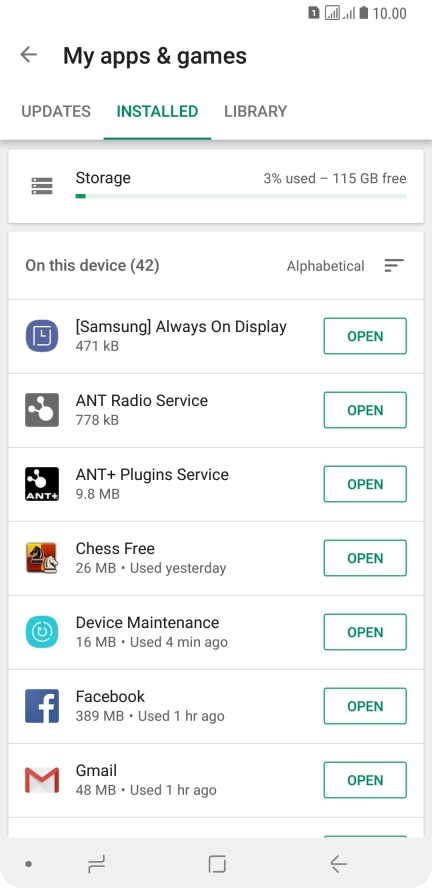 Press the required app.