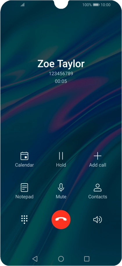 Press the end call icon.