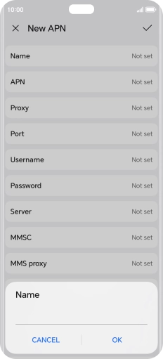 Key in EE Internet and press OK.