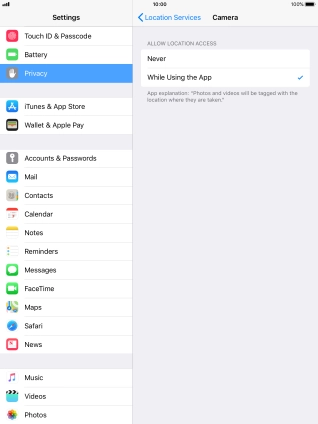 Press the required setting to turn the function on or off.