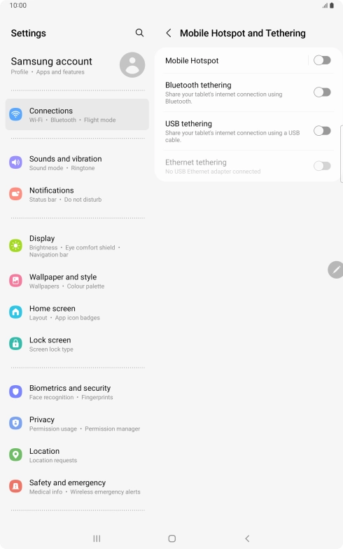 Press Mobile Hotspot.