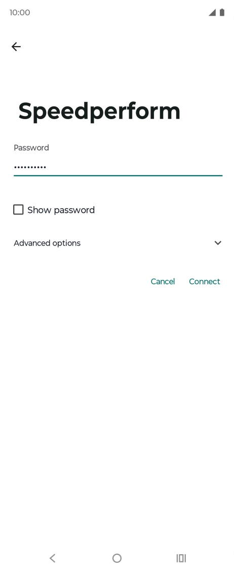 Key in the password for the Wi-Fi network and press Connect.
