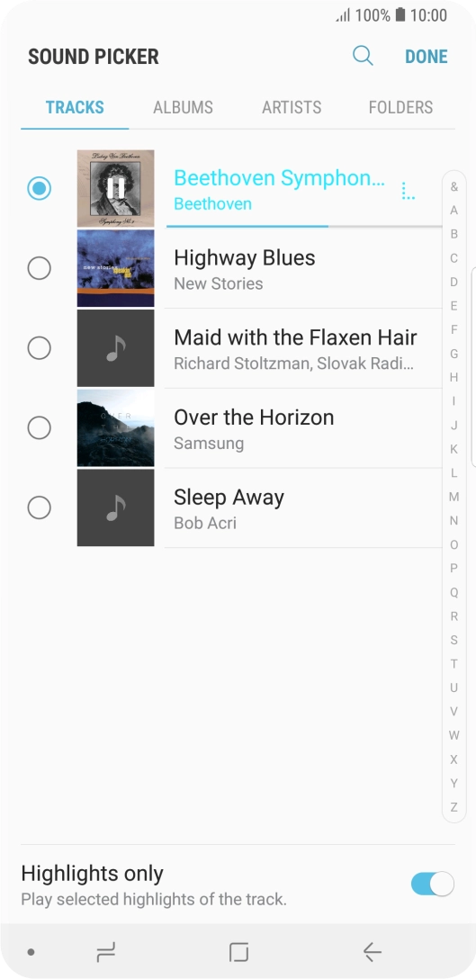 Once you've found a ring tone you like, press DONE.