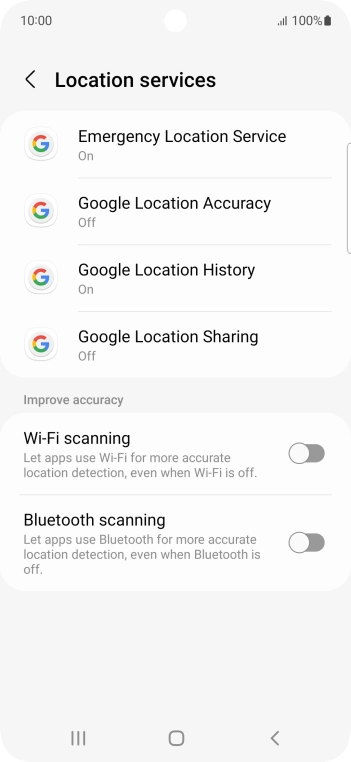 Press Google Location Accuracy.