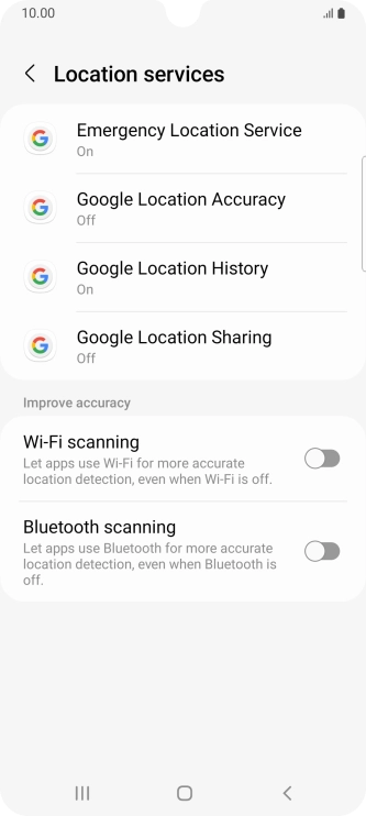 Press Google Location Accuracy.