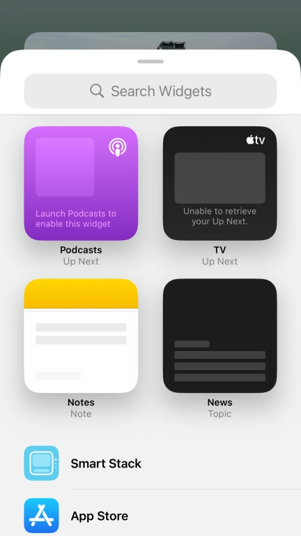 Press the required widget.