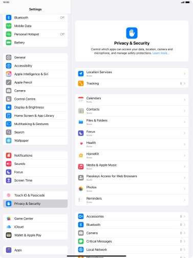 Press Location Services.
