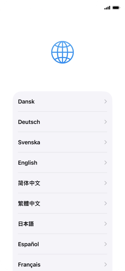 Press the required language.