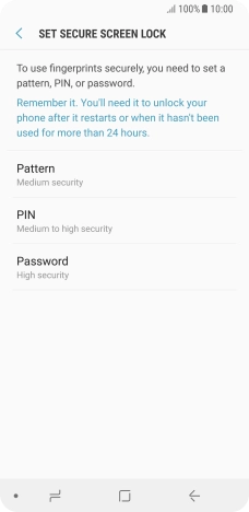 Press the required setting and follow the instructions on the screen to create an additional phone lock code.