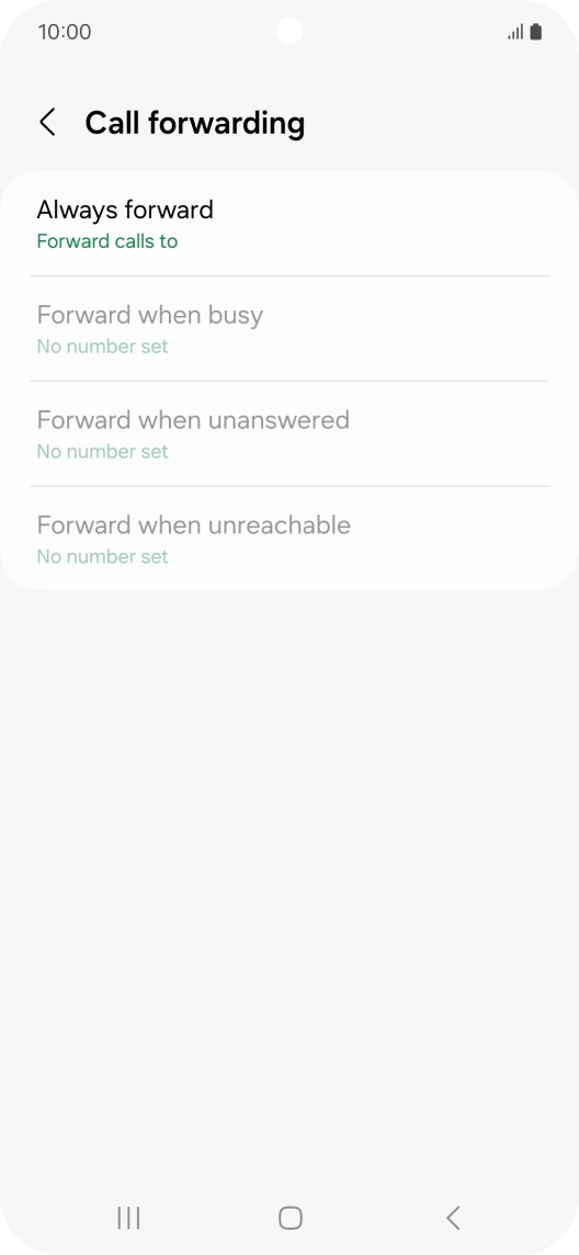 Press the required divert type.